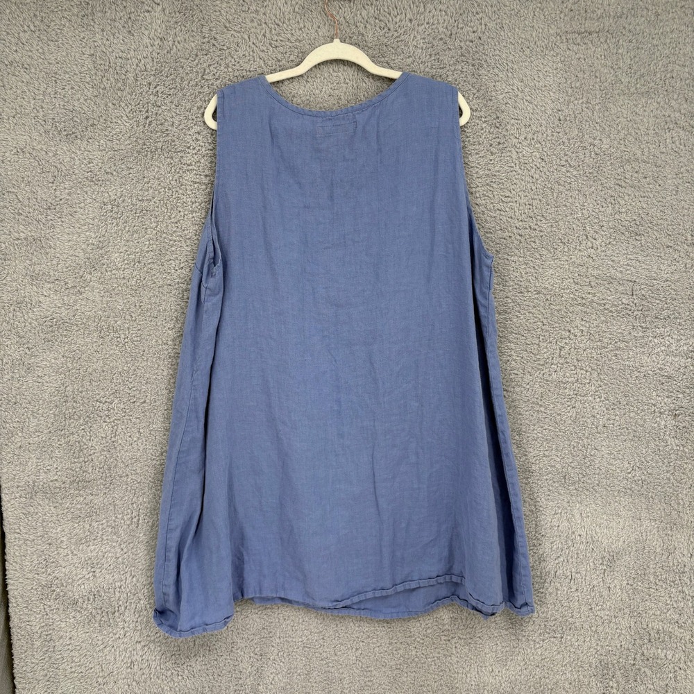 FLAX 100% Linen Sleeveless V-Neck Tunic Top Plus Size 2X Light Blue Oversized - Picture 7 of 7